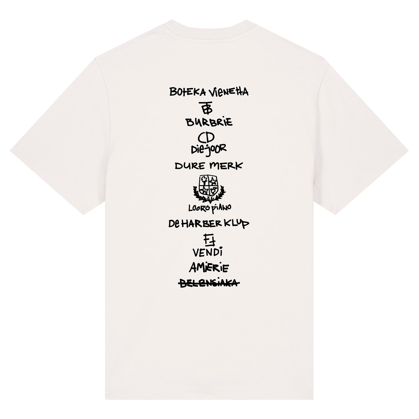 DURE MERK 2014" T-SHIRT IN OFF-WHITE WITH BLACK PRINT