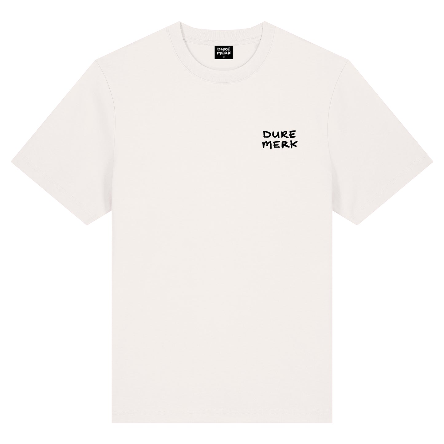 DURE MERK 2014" T-SHIRT IN OFF-WHITE WITH BLACK PRINT